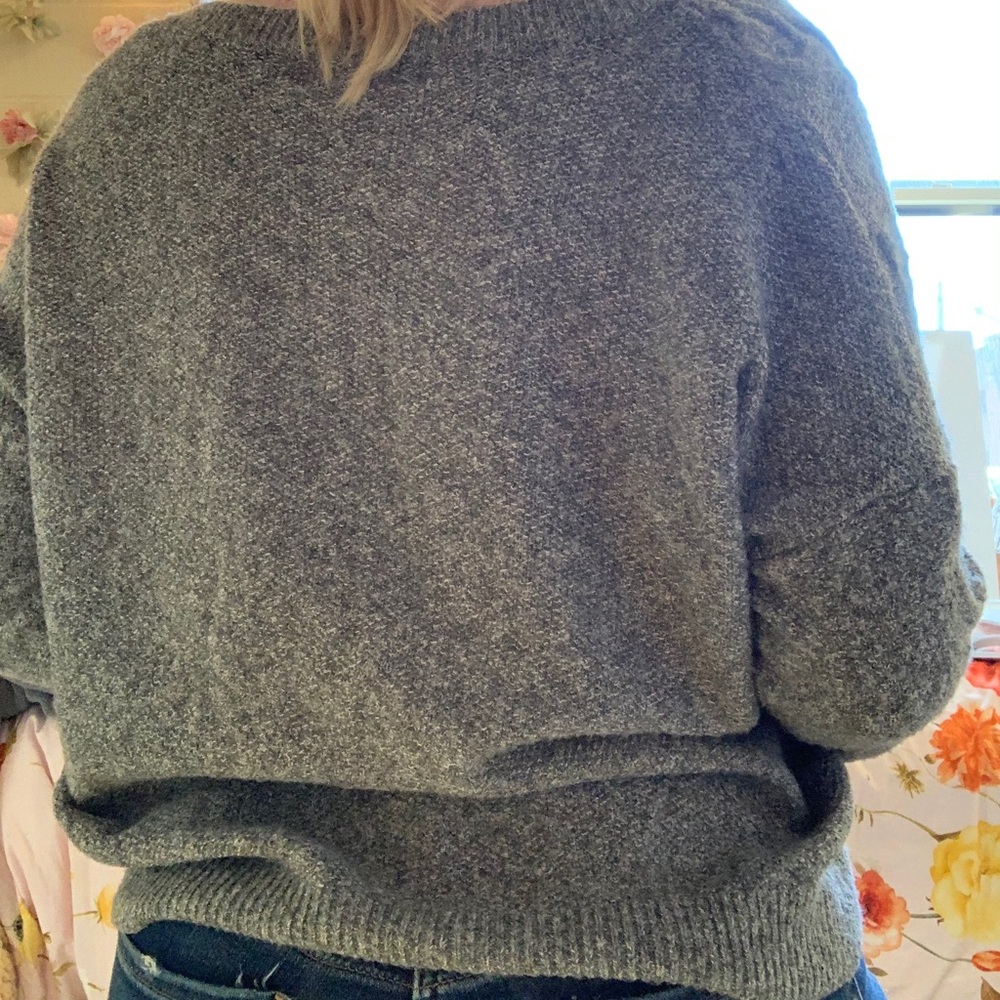 Pink Rose Button Sweater Gray - Picture 3 of 6